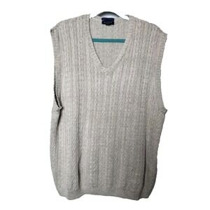 Vtg. GANT Sweater Vest Men's XL Hand Framed Linen Beige Cable Knit Grandpacore